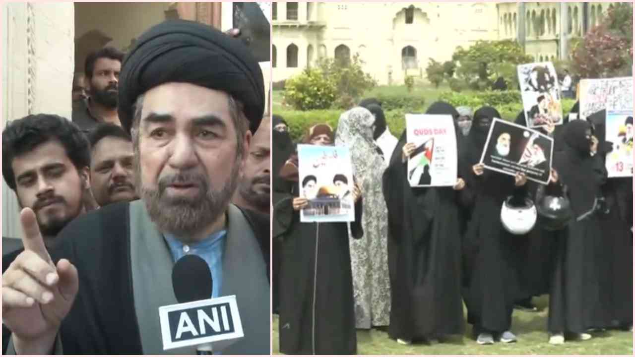 ईरान मुद्दे पर लखनऊ में प्रदर्शन, अमेरिका के खिलाफ नारेबाजी...