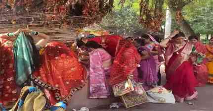 सुहागिन महिलाओं ने वट वृक्ष की पूजा कर मांगी पति की लंबी उम्र