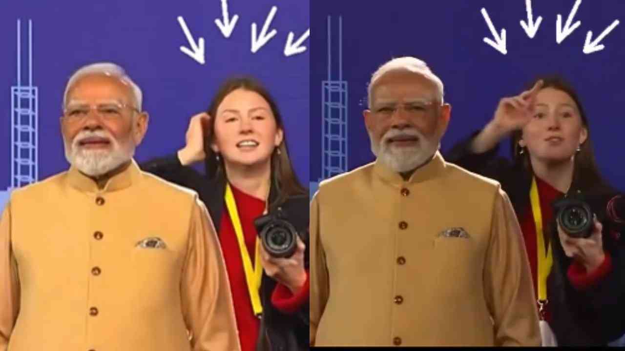 पीएम मोदी के पीछे खड़ी कैमरापर्सन का वीडियो वायरल, मुस्कुराहट और प्रोफेशनल अंदाज़ ने खींचा लोगों का ध्यान...