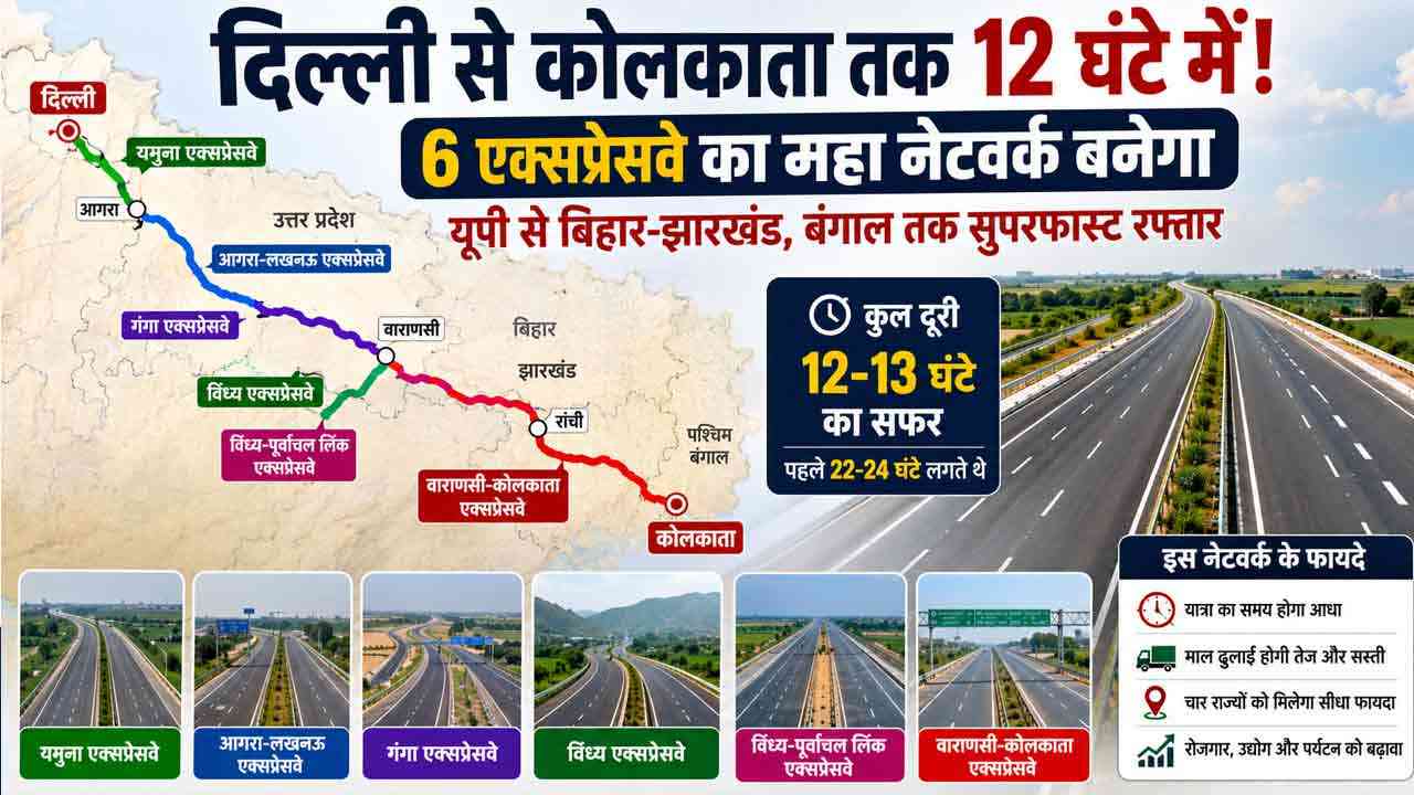 दिल्ली से कोलकाता तक एक्सप्रेसवे का सुपर नेटवर्क तैयार, 6 हाई-स्पीड कॉरिडोर बदलेंगे सफर की तस्वीर