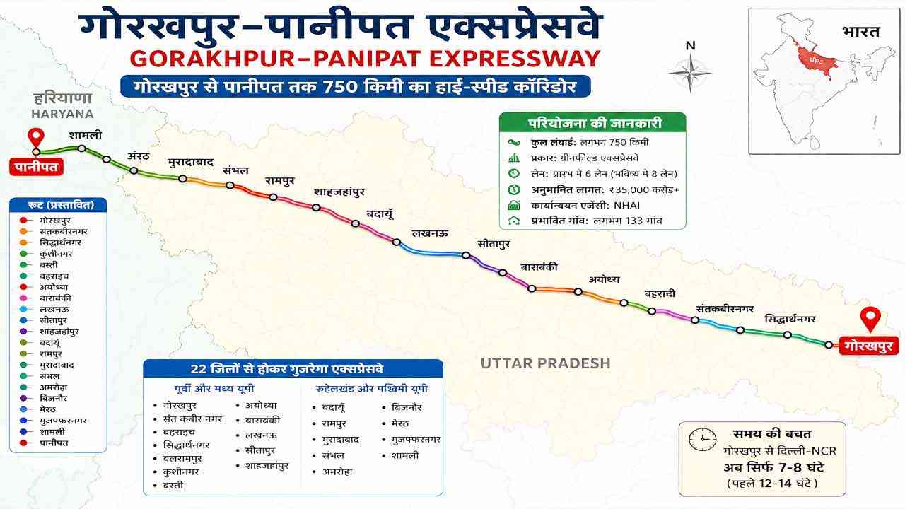 UP को मिलेगा 750 किमी का मेगा एक्सप्रेसवे, गोरखपुर से दिल्ली-NCR का सफर होगा आधा