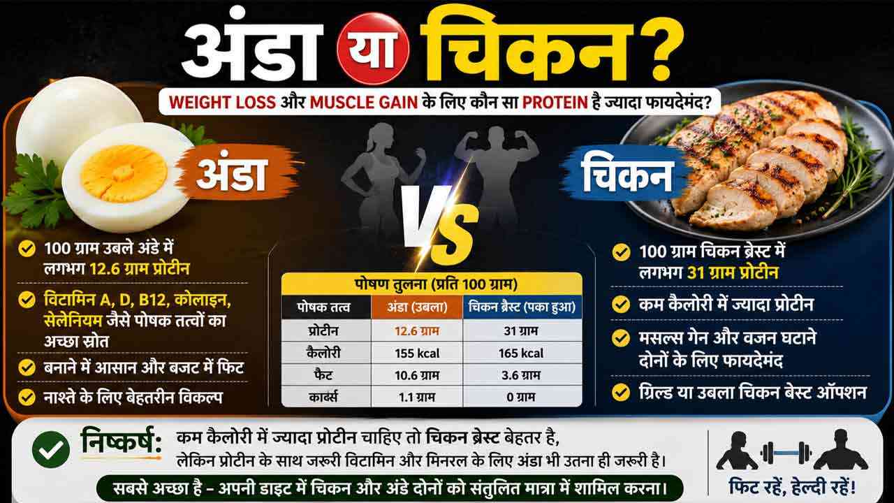 अंडा या चिकन? Weight Loss और Muscle Gain के लिए कौन सा Protein है ज्यादा बेहतर?