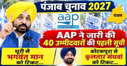 पंजाब चुनाव 2027: AAP ने जारी की 40 उम्मीदवारों की पहली सूची, धूरी से भगवंत मान और कोटकपूरा से कुलतार संधवां को टिकट